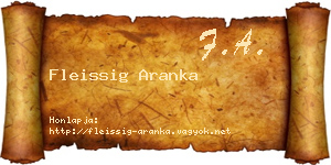 Fleissig Aranka névjegykártya